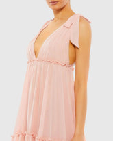 Pink Tiered V-Neck Plunging Maxi Dress - FINAL SALE